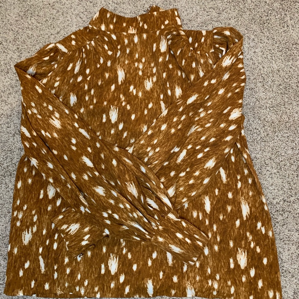 Statement sleeve tan/orange/rust color blouse